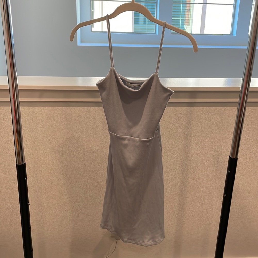 Aritzia Wilfred Free Light Blue Ribbed Mini Dress